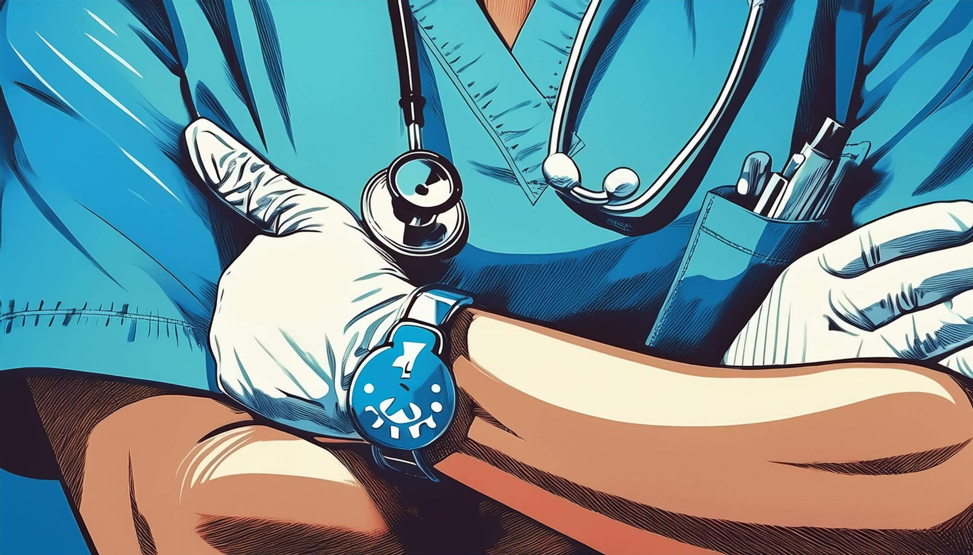 Immagine stilizzata di un operatore sanitario con le braccia incrociate